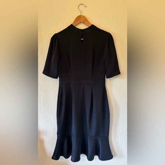 GAALA PARIS Alexane Black 100% Silk High Mock Neck MIDI Ruffle Evening Dress - Picture 8 of 17